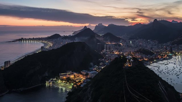 Cable car at Sugar Loaf Mountain (Pao de Acucar), Rio de Janeiro, Brazil, South America - 4K time lapse