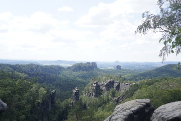 Close-up of west view from the Carolafelsen looking towards the Schrammsteine
