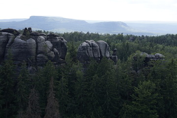 Beautiful view over spectacular landscape in Saxon Switzerland