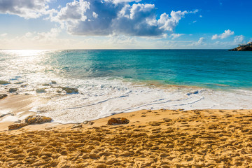Maho Beach at the end of the day on the island of Saint Martin