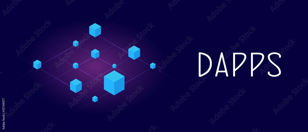 Aufkleber decentralized application on ethereum or bitcoin blockchain technology (dapps). fintech open-source 
