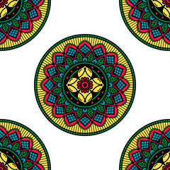  Mandala seamless pattern black and white. Islam, Arabic, Pakistan, Moroccan, Turkish, Indian, Spain motifs. Vector illustration EPS 10