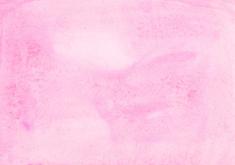 Fototapeta premium Watercolor light pink background painting. Watercolour pastel fuchsia soft backdrop. Stains on paper, hand painted.