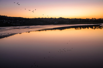 Fototapeta premium Cork Ireland beautiful scene amazing view River Lee reflection sunset evening 