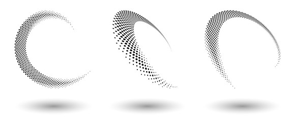 Halftone round as icon or background. Black abstract vector circle frame with dots as logo or emblem