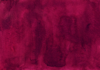 Watercolor elegant burgundy background texture hand painted. Vintage watercolour deep crimson backdrop.