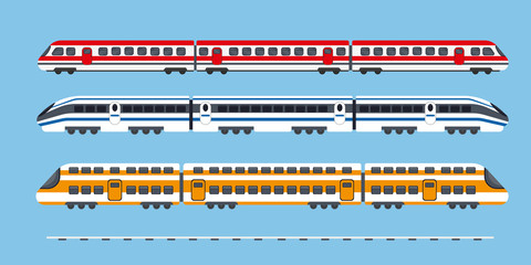 Set of passenger express electric trains.
