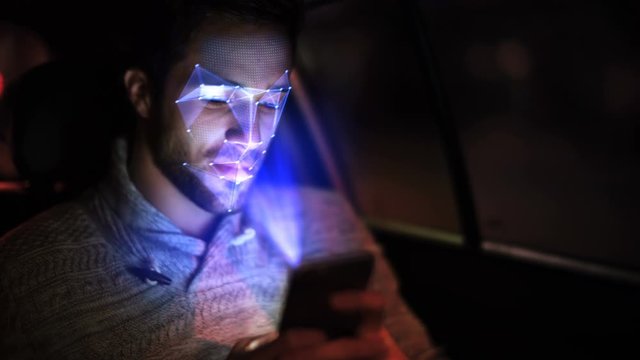 Facial recognition system. It scans and creates a depth map of your face with invisible points to protect the user information and unlock the device once the authentication is granted. Security system