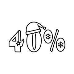 Snowflake 40% icon. Simple line, outline vector elements of winter sale icons for ui and ux, website or mobile application