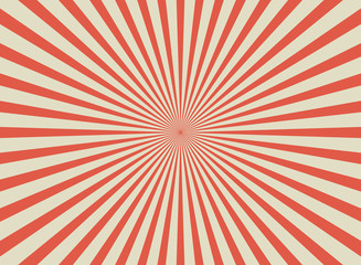 Sunlight retro wide horizontal background. Pale red and beige color burst background.