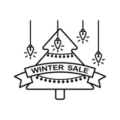 Pine tree lights icon. Simple line, outline vector elements of winter sale icons for ui and ux, website or mobile application
