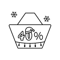 40% shopping basket icon. Simple line, outline vector elements of winter sale icons for ui and ux, website or mobile application