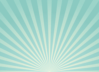 Sunlight wide retro faded background. Turquoise and beige color burst wallpaper. Fantasy Vector illustration.