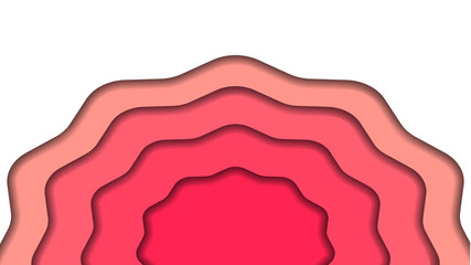 Abstract pink red colorful background on paper cut style. Vector illustration