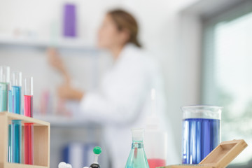 chemical laboratory  test tube and flasks