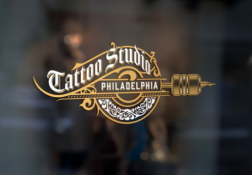 Vintage Tattoo Logo with Gold Elements