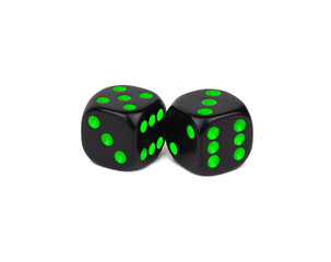 Two simple black dice isolated on a white background