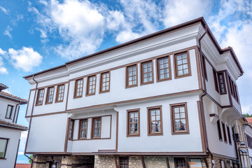 Obraz premium Close up of an old traditional building. Ohrid Lake, Spring, North Macedonia.