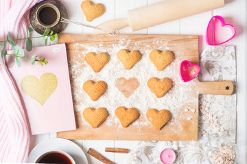  heart shaped cookies, cozy photo for valentines day