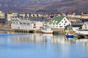 Fototapeta na wymiar Seafront development in Brønnøysund, Northern Norway