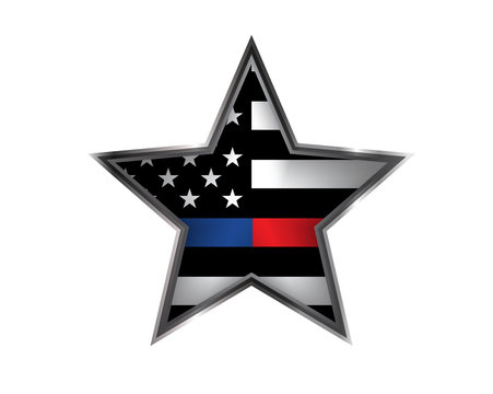 Police and Firefighter Support Star Badge Emblem Illustration