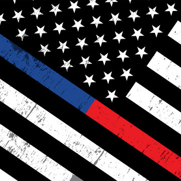 Police and Firefighter American Flag Background Illustration