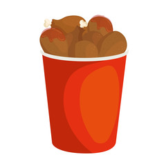 set of chicken food in container isolated icon
