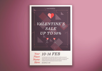 Valentine'S Day Sale Flyer with Abstract Geometric Illustrations