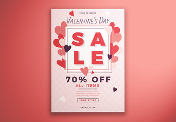 Valentine'S Day Sale Flyer with Heart Border Element