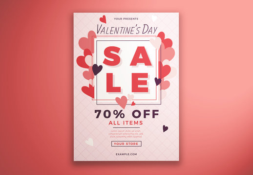 Valentine'S Day Sale Flyer with Heart Border Element
