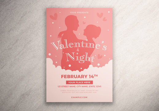 Valentine'S Day Event Flyer Layout with Silhouette Illustration