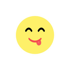 Smile. Emoji. Yellow Smile. Smile sticks out tongue. Smile icon. White background. Vector illustration. EPS 10.