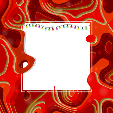 Creative layout made with abstract red background, square frame.This is a blank for advertising card or invitation. Valentine's day poster.