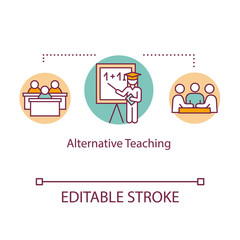Alternative teaching concept icon. Specialized studying program. Group learning. Inclusive education idea thin line illustration. Vector isolated outline RGB color drawing. Editable stroke