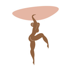 Matisse inspired woman art. Surf sport girl. Modern abstract cutout shapes collage. Good for summer party design, branding, packaging or textile. Vector illustration.