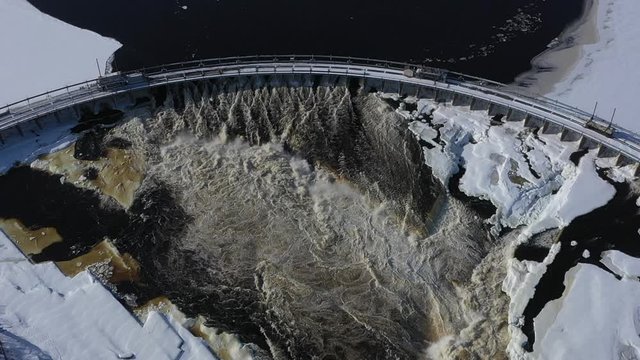 Aerial view of Hydro Electric dam in Canada - Clean energy renewable resources