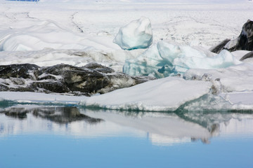 Fototapeta na wymiar Ice blocks in Icelandic cold waters, global warming
