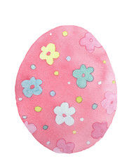 A coral color Easter egg with a daisy pattern. Watercolor illustration