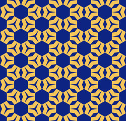 Vector abstract geometric seamless pattern. Blue and yellow texture with grid