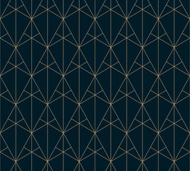 Golden lines pattern. Vector geometric seamless texture with subtle grid, mesh
