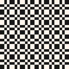 Fototapeta premium Simple vector black and white checkered geometric seamless pattern with squares