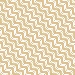 Vector golden seamless pattern with wavy lines, diagonal waves, stripes