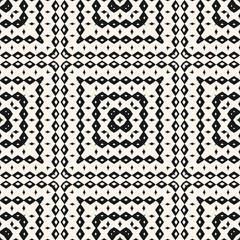 Fototapeta premium Monochrome tribal seamless pattern with geometric shapes, squares, rhombuses