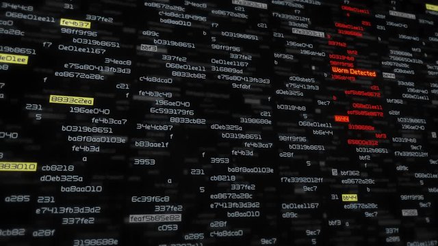 Computer security concept. Perfect to illustrate: cybercrime, system safety breach, virus and malware detection, attack detected and system hacked. Technology background. Lateral-black.