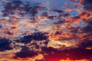 Naklejka na ściany i meble Blurry image of wonderful sunset. Dramatic sky background. Nature, sky, landscapes concept.
