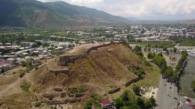Aerial Drone Shot of Gori Fortress Republic of Georgia