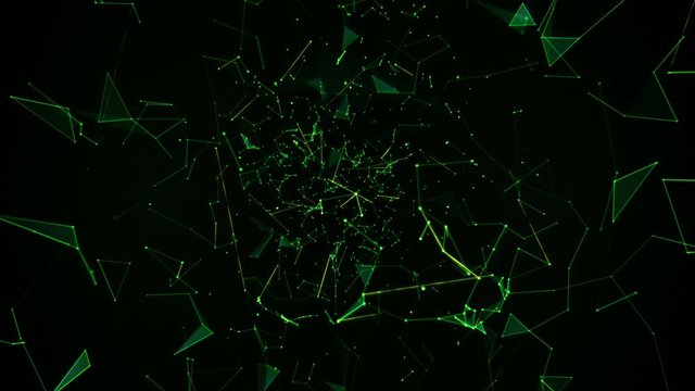   Abstract growing network connections. Lines, triangles and points. Black and Green. Loopable. Perfect to use as technology, communication or social media background. More options in my portfolio.