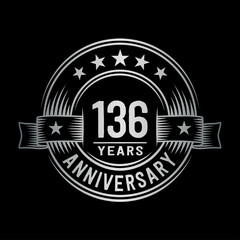 136 years anniversary celebration logotype. Vector and illustration.