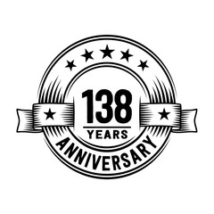 138 years anniversary celebration logotype. Vector and illustration.