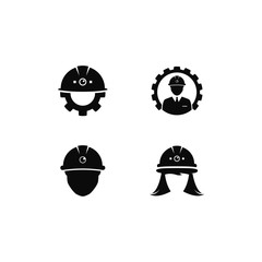 construction workers and under construction logo vector icon template